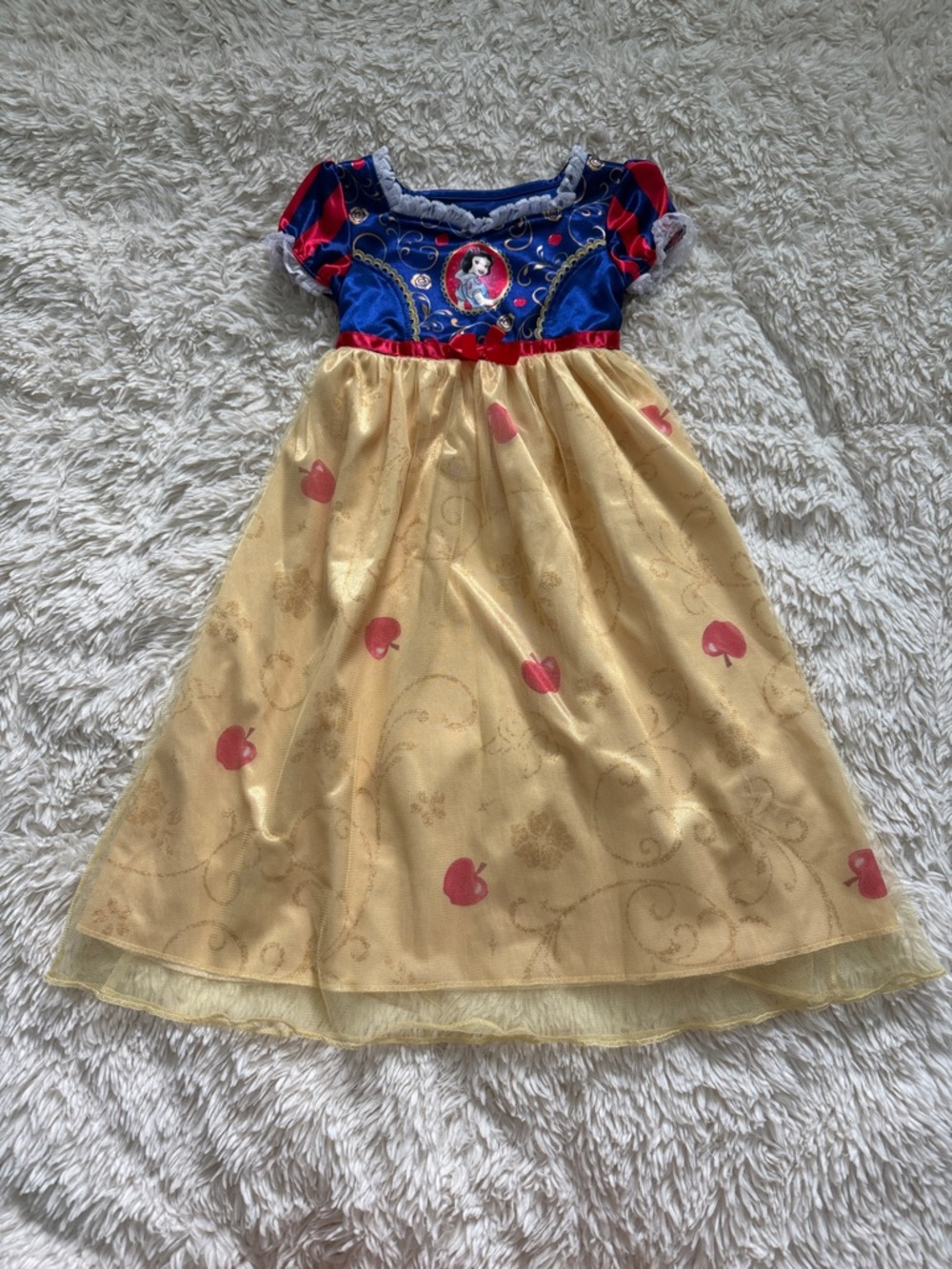Snow White Disney Girls Blue and Gold Princess Nightgown with Red Accents
